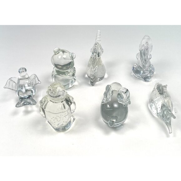 VTG Lot 7 Clear Glass Animal PAPERWEIGHTS Figurines 4" Fenton Great City Traders - Picture 2 of 10
